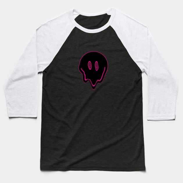 Smile Melt - Magenta and Black Baseball T-Shirt by LAEC